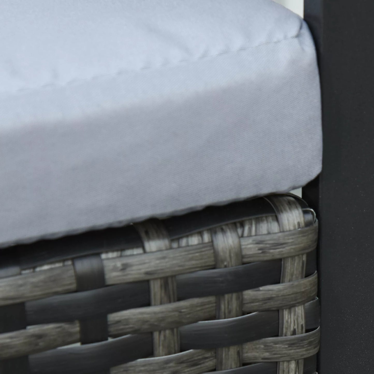 Rotango sodo baldų komplektas 2 asmenims, poliratano lauko baldų komplektas, balkono baldų komplektas su pagalvėlėmis, pilkos spalvos