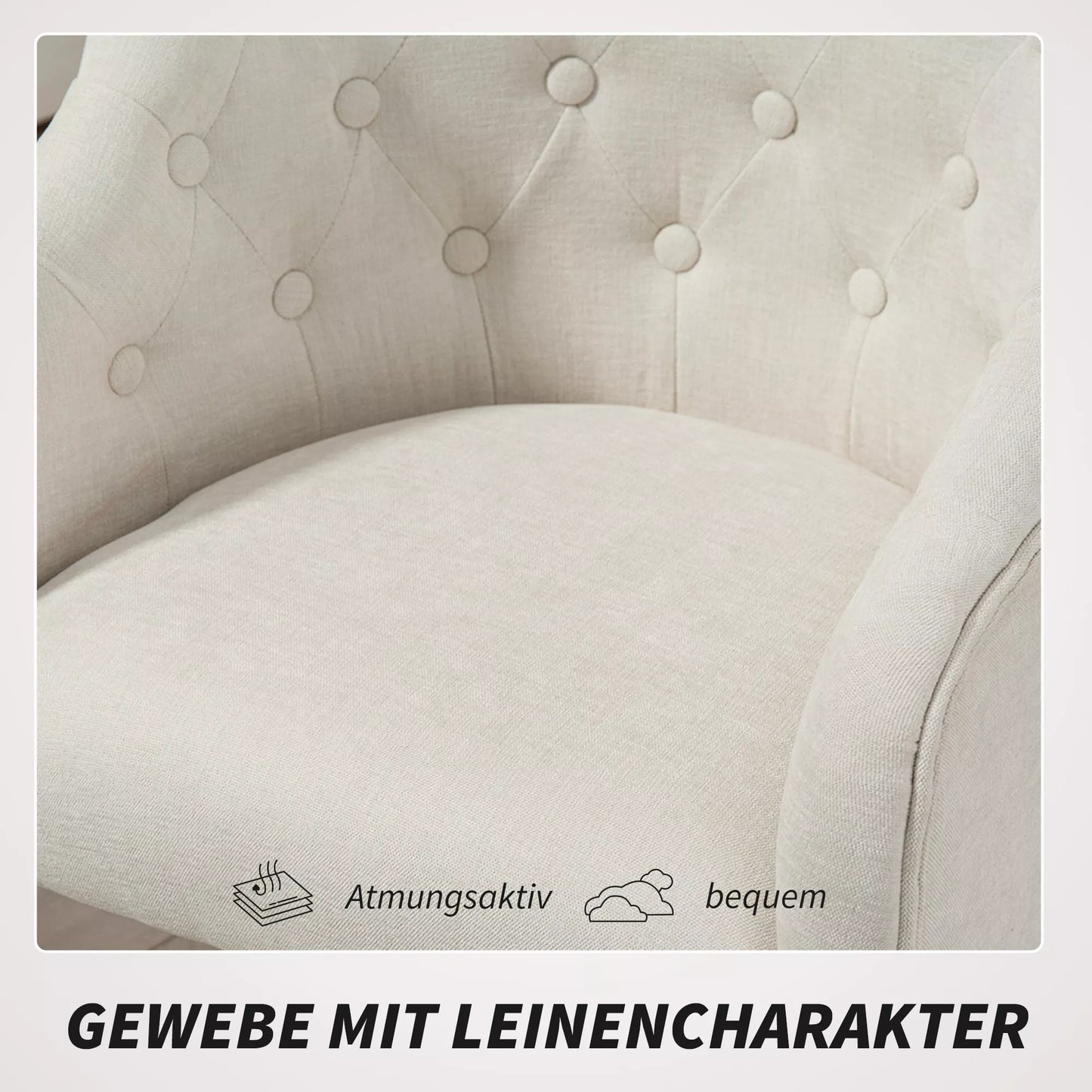 Paminkštinta biuro kėdė, rašomojo stalo kėdė su linine apdaila, auksinėmis kojomis, reguliuojamo aukščio, smėlio spalvos