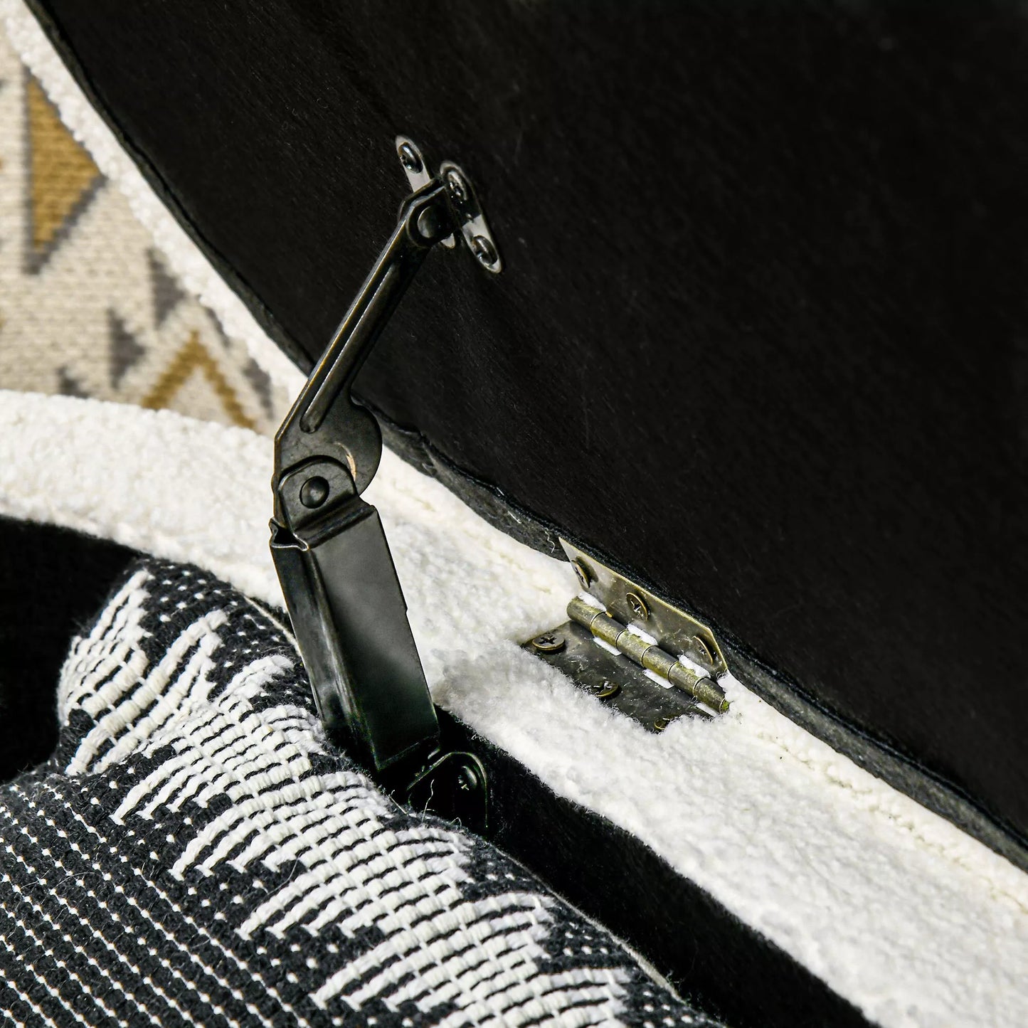 Lovos suolas, su daiktadėže, Teddy vilnelė, 116x41x40,5cm, kreminės baltos spalvos