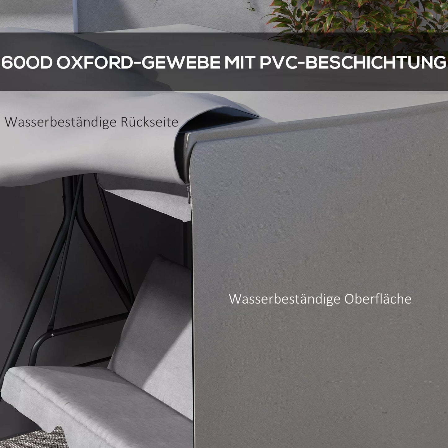 Apsauginis užvalkalas sodo sūpynėms, atsparus plyšimui, vandeniui, dulkėms, poliesteris, 177 x 114 x 152 cm, pilkos spalvos