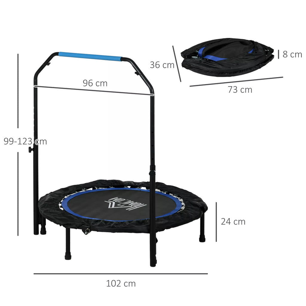 Fitneso batutas su reguliuojama rankena, 102 cm, iki 150 kg, juodos ir mėlynos spalvos