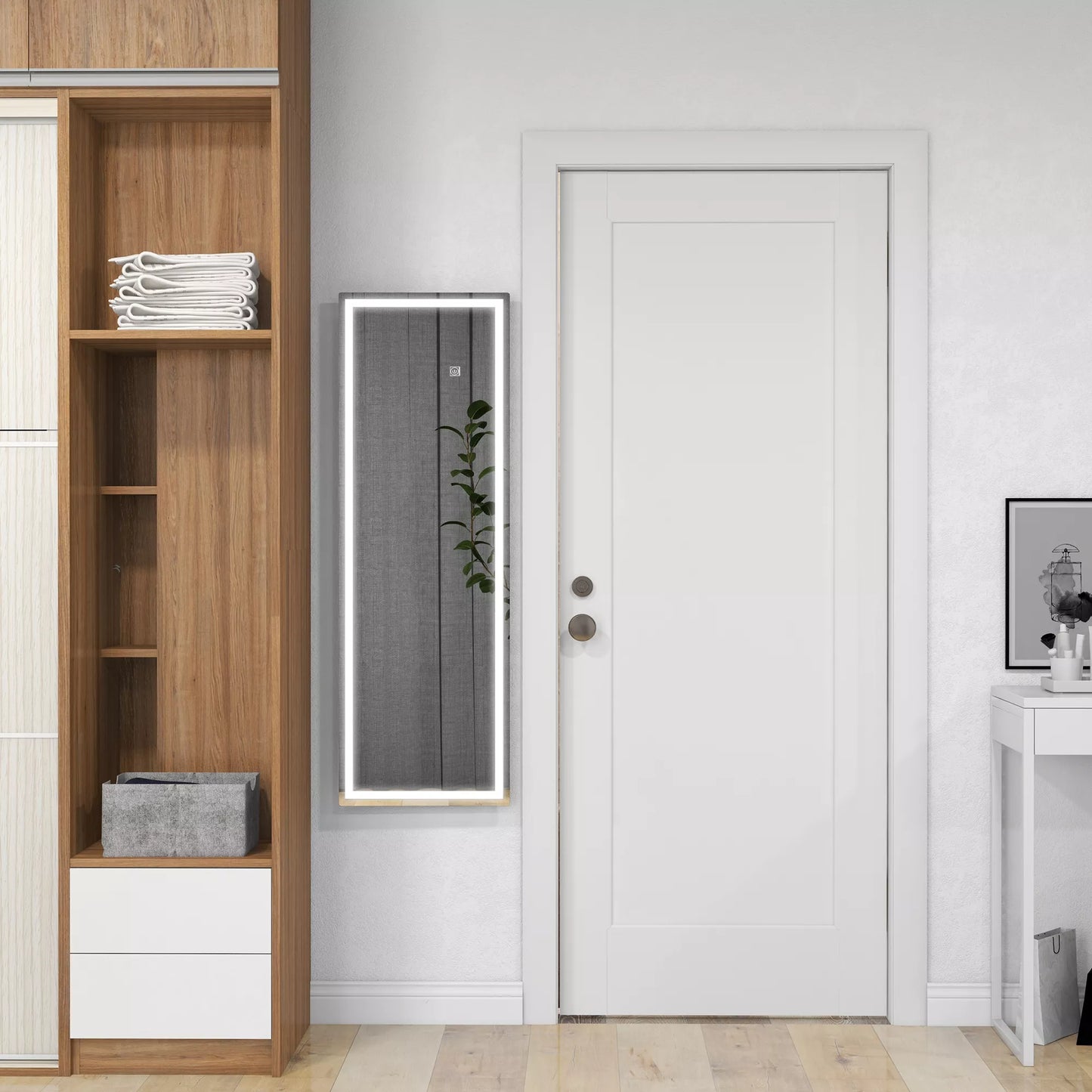 Viso kūno veidrodis su LED, reguliuojamo ryškumo, jutikliniu sensoriu, atminties funkcija, sidabrinis, 40x120 cm