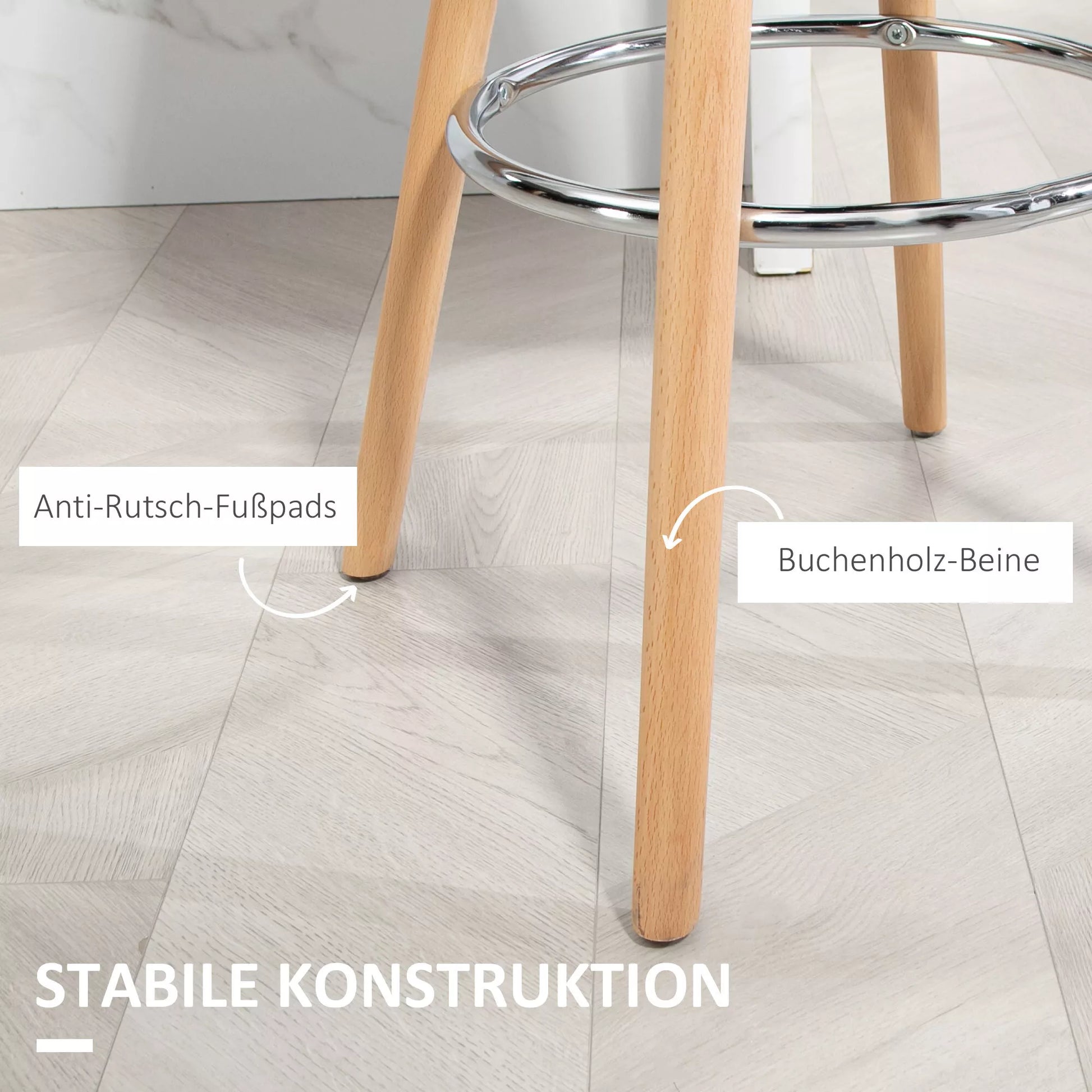 Baro kėdės, 2 vnt. skandinaviško dizaino kėdžių rinkinys su atrama kojoms, medis ir metalas, 43x43x91 cm, natūrali ir juoda