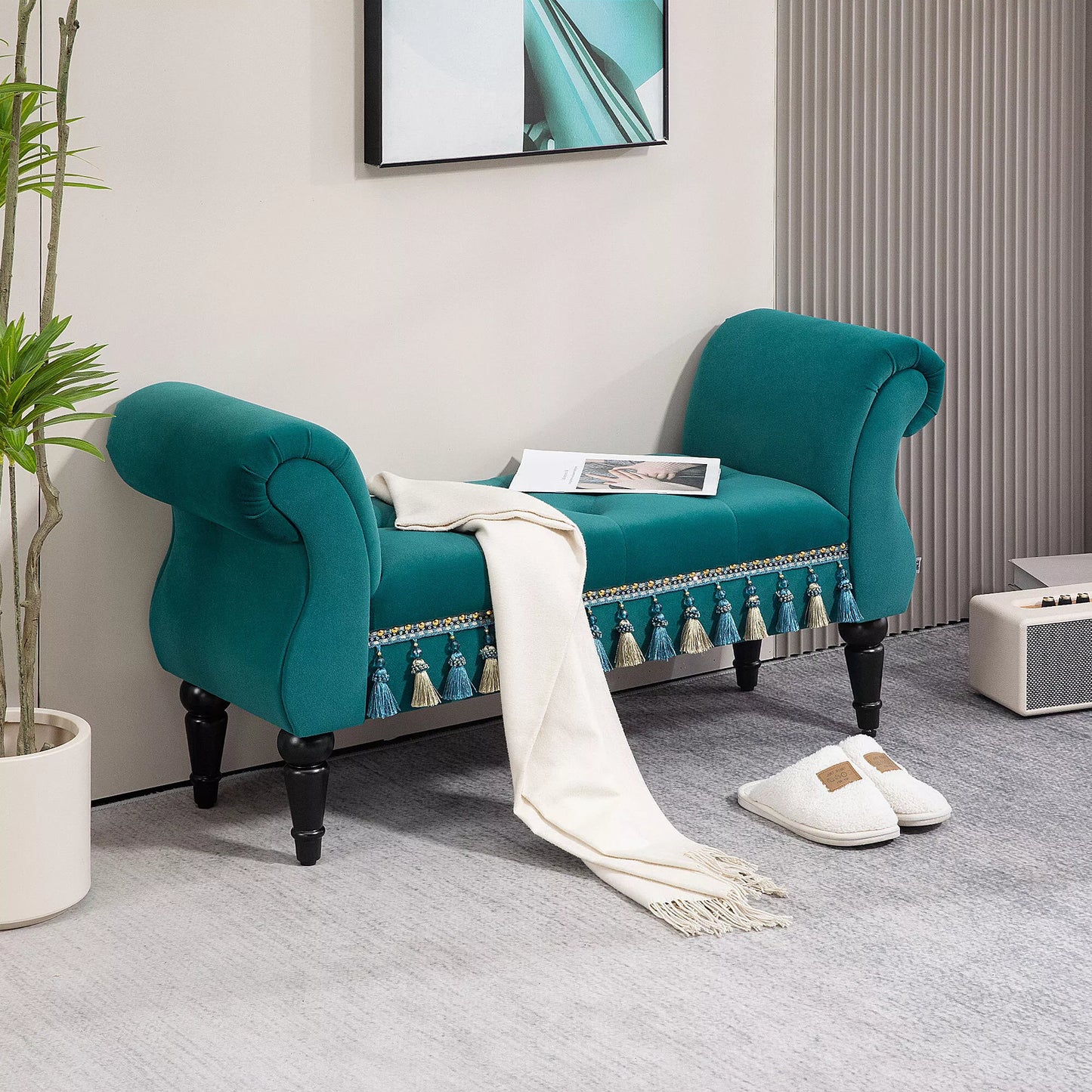 Minkštas suolas, vintažinio dizaino, iki 150 kg, 117x40x58 cm, žalias