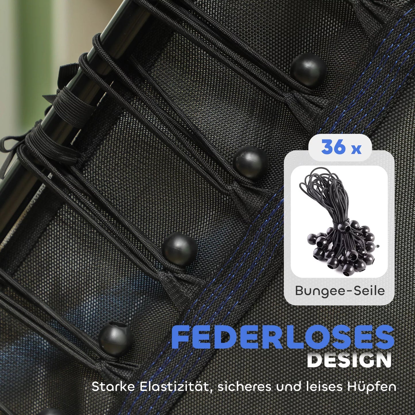 Trampolinas vaikams, Ø163,5 cm, su apsauginiu tinklu, paminkštintas, plieninis, atlaiko iki 50 kg svorį, juodos ir mėlynos spalvos