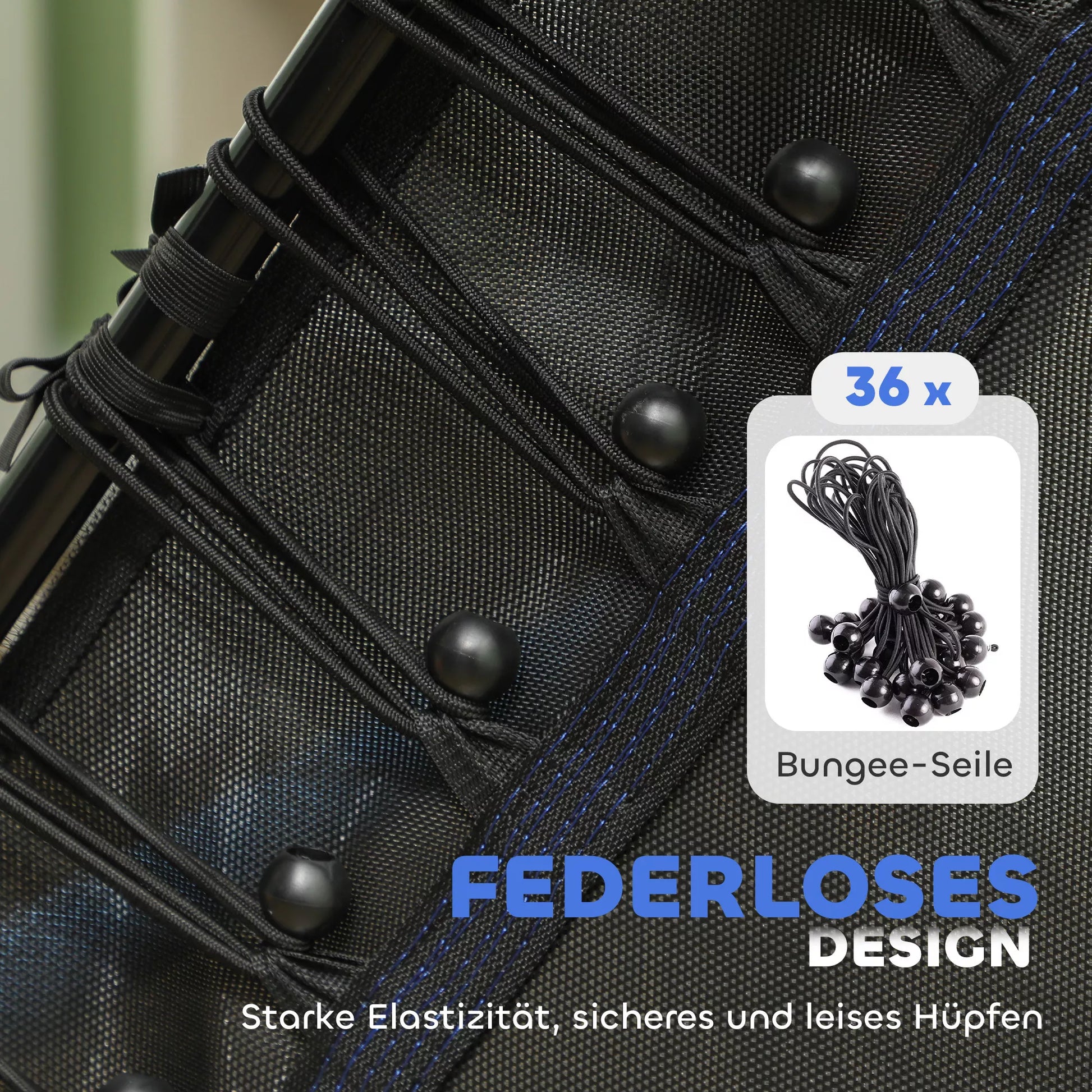 Trampolinas vaikams, Ø163,5 cm, su apsauginiu tinklu, paminkštintas, plieninis, atlaiko iki 50 kg svorį, juodos ir mėlynos spalvos