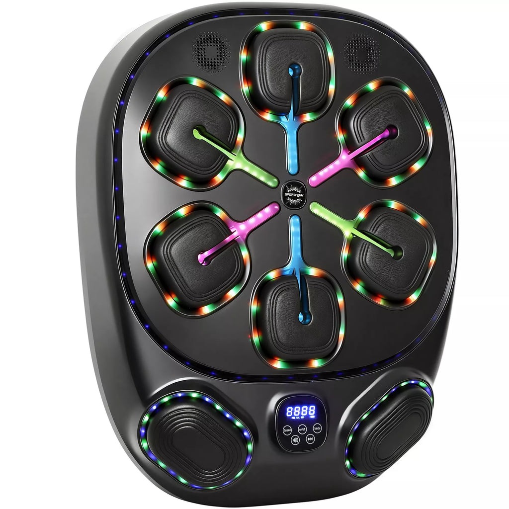 Music Boxing Machine, elektroninė LED bokso mašina su dvigubomis smūgių zonomis, „Bluetooth“ pirštinėmis ir 9 greičiais
