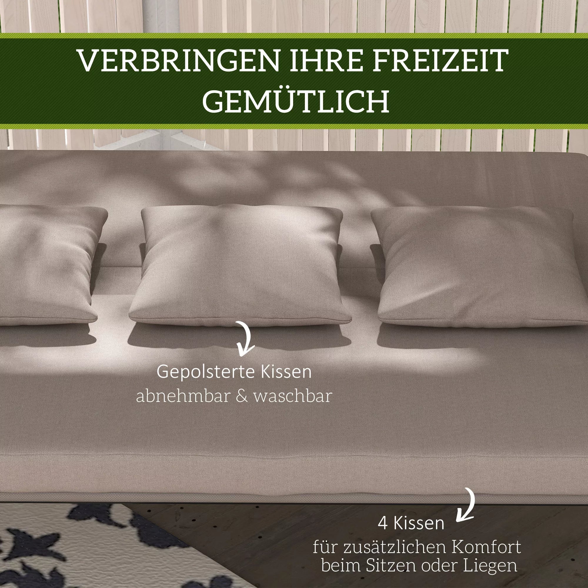 2-in-1 holivudo sūpynės su atlošimo funkcija, 3-vietės sodo sūpynės iš plieno Sūpynės suoliukas 170x110x153 cm, šviesiai rudos spalvos