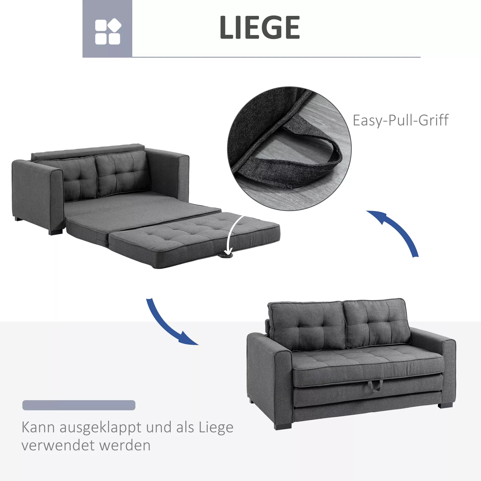 Miegamoji sofa su patalynės dėže, pilka, 147,5 x 75 x 85 cm