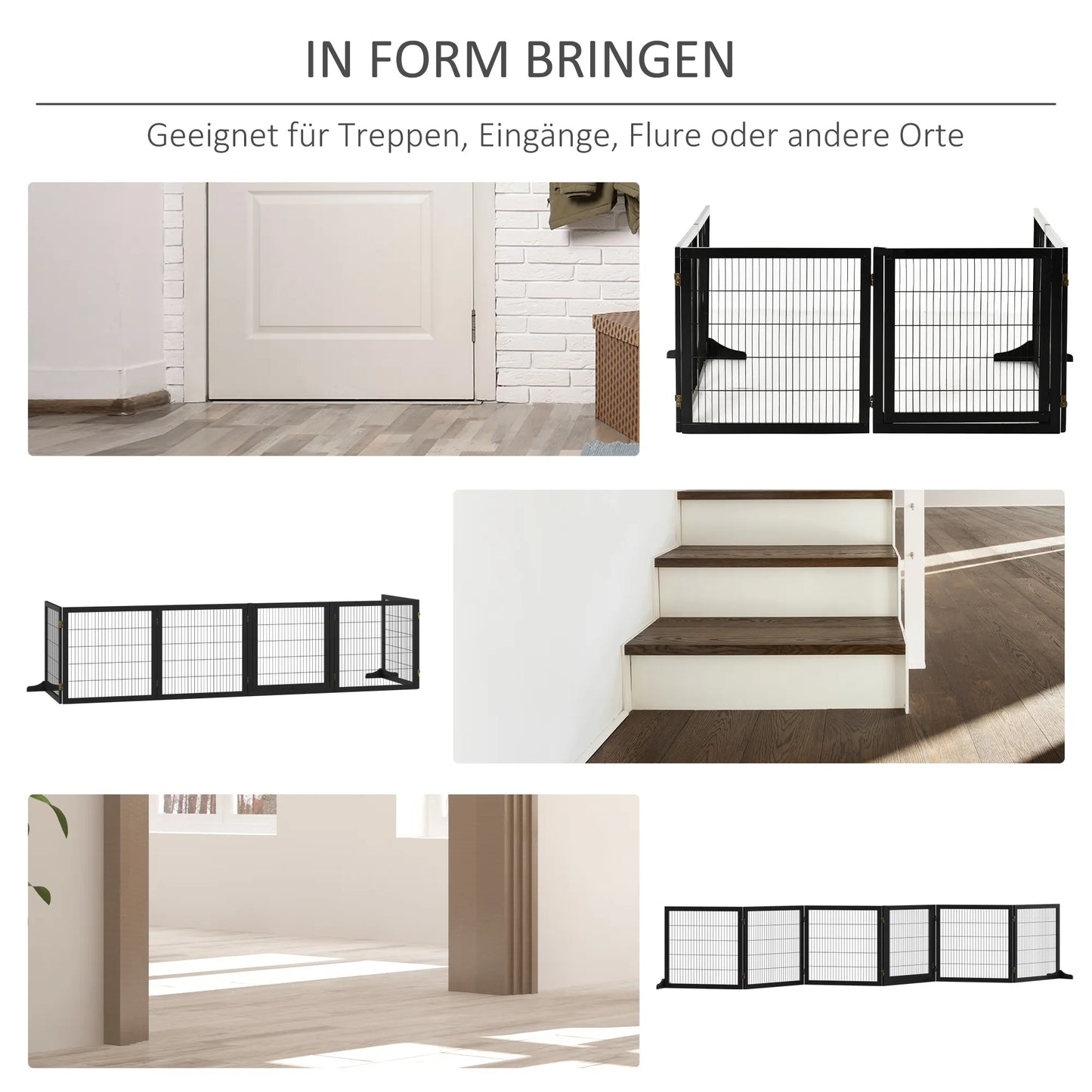 Sulankstomas atitvaras šunims, 432 x 36 x 70cm, juodos pušies medienos