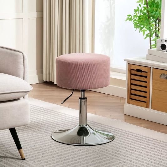 Baro kėdė, Paminkštinta baro kėdė su metaliniu rėmu, Kordilės išvaizdos, Reguliuojamo aukščio 360° besisukanti Rožinė