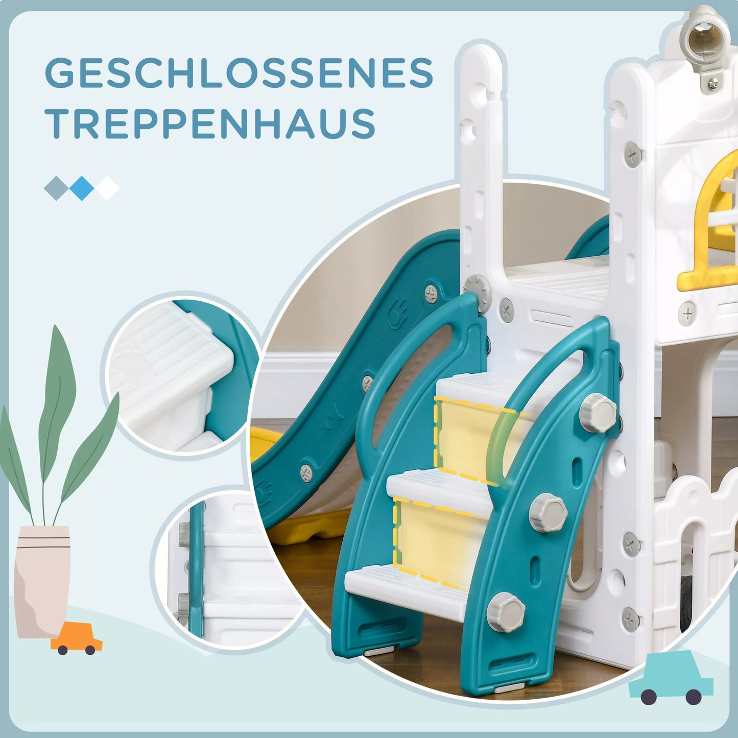 Vaikiška čiuožykla, 5 viename, čiuožykla mažyliams su krepšinio lanku, teleskopinė laipynė Geltona 70 x 177 x 92 cm