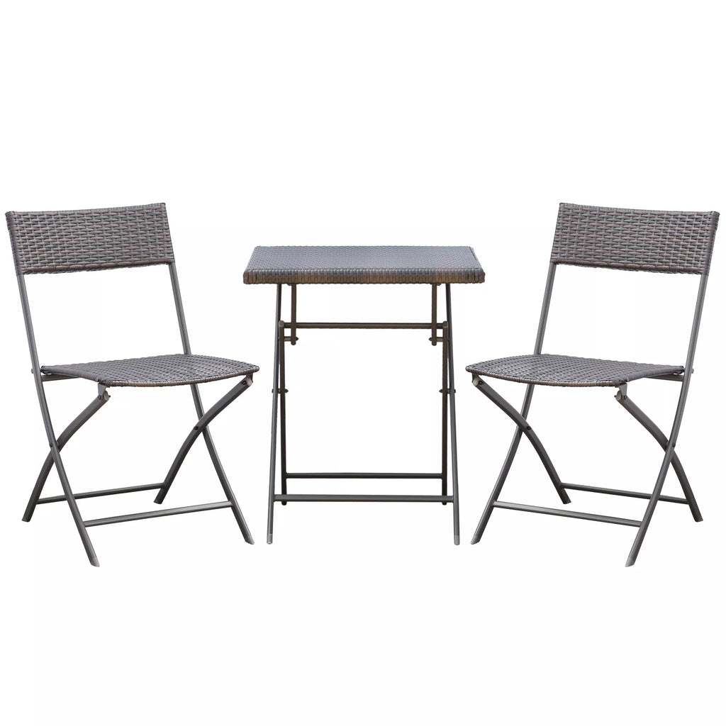 Polyrattan bistro komplektas 2 asmenims Sėdimoji grupė Rotango sodo baldų komplektas Juodas