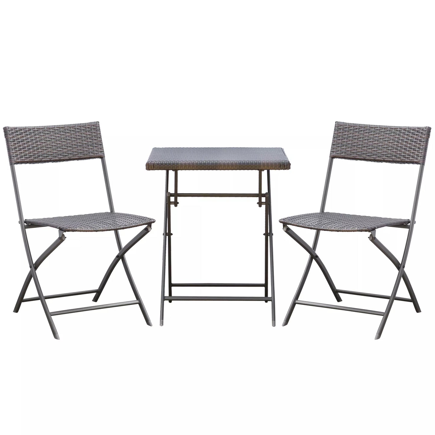 Polyrattan bistro komplektas 2 asmenims Sėdimoji grupė Rotango sodo baldų komplektas Juodas