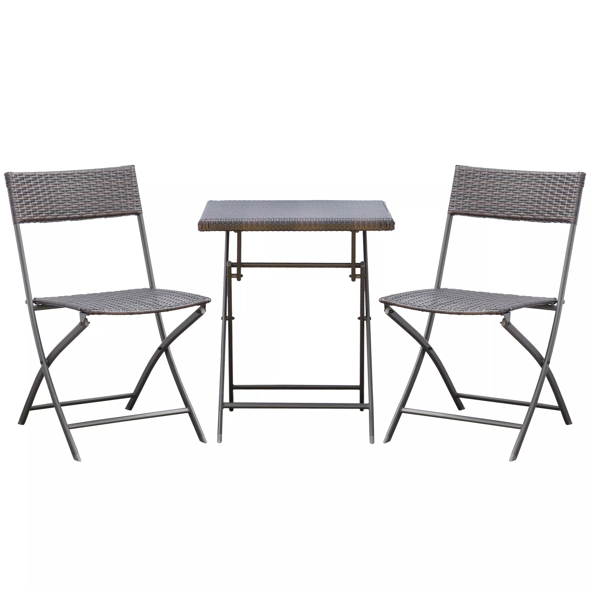 Polyrattan bistro komplektas 2 asmenims Sėdimoji grupė Rotango sodo baldų komplektas Juodas