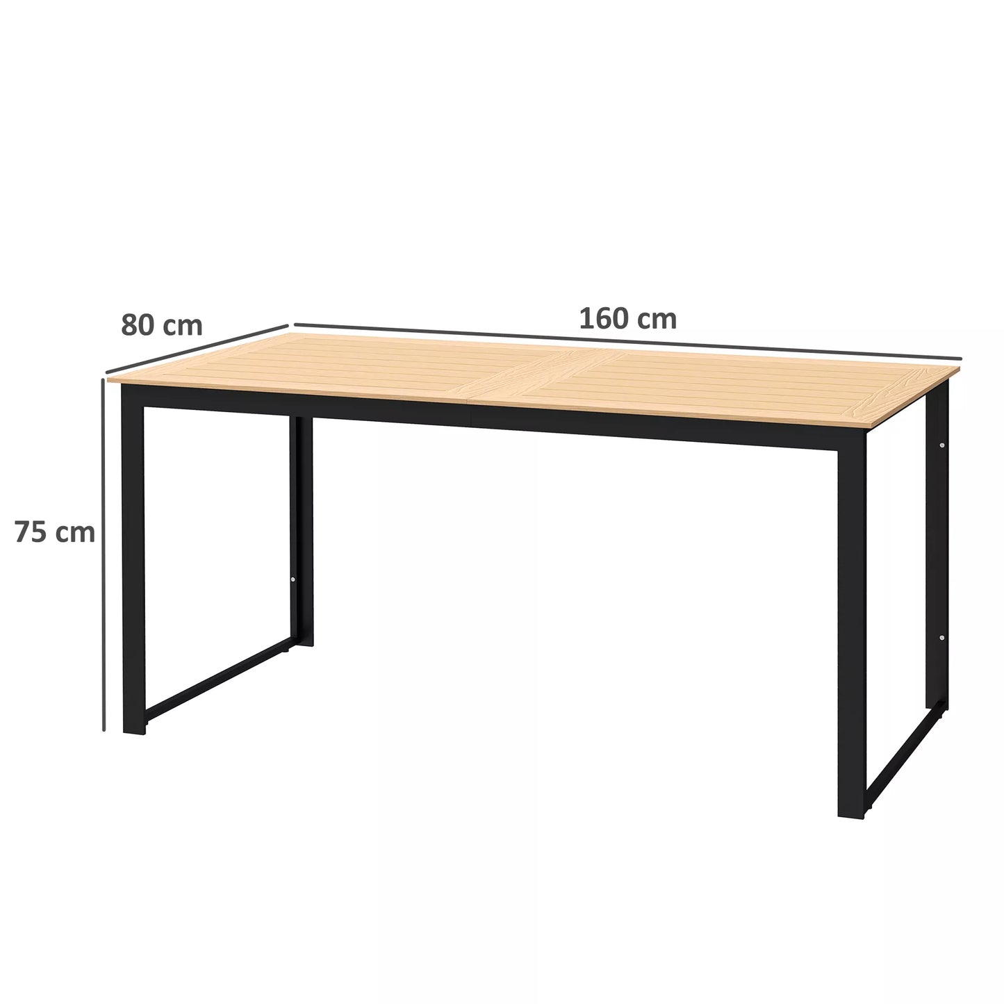 Lauko sodo stalas 6 žmonėms 160x80 cm, atsparus oro sąlygoms, su lameliniu stalviršiu, bufeto stalas, tikmedis