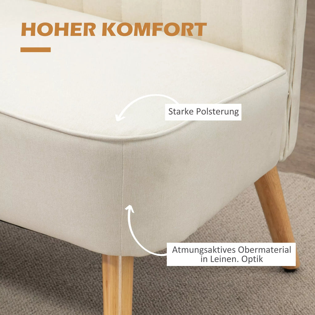 2 vietų sofa, minkštas paminkštinimas, lengvai prižiūrimas užvalkalas, iki 150 kg, 117 x 56,5 x 77 cm, kreminės baltos spalvos