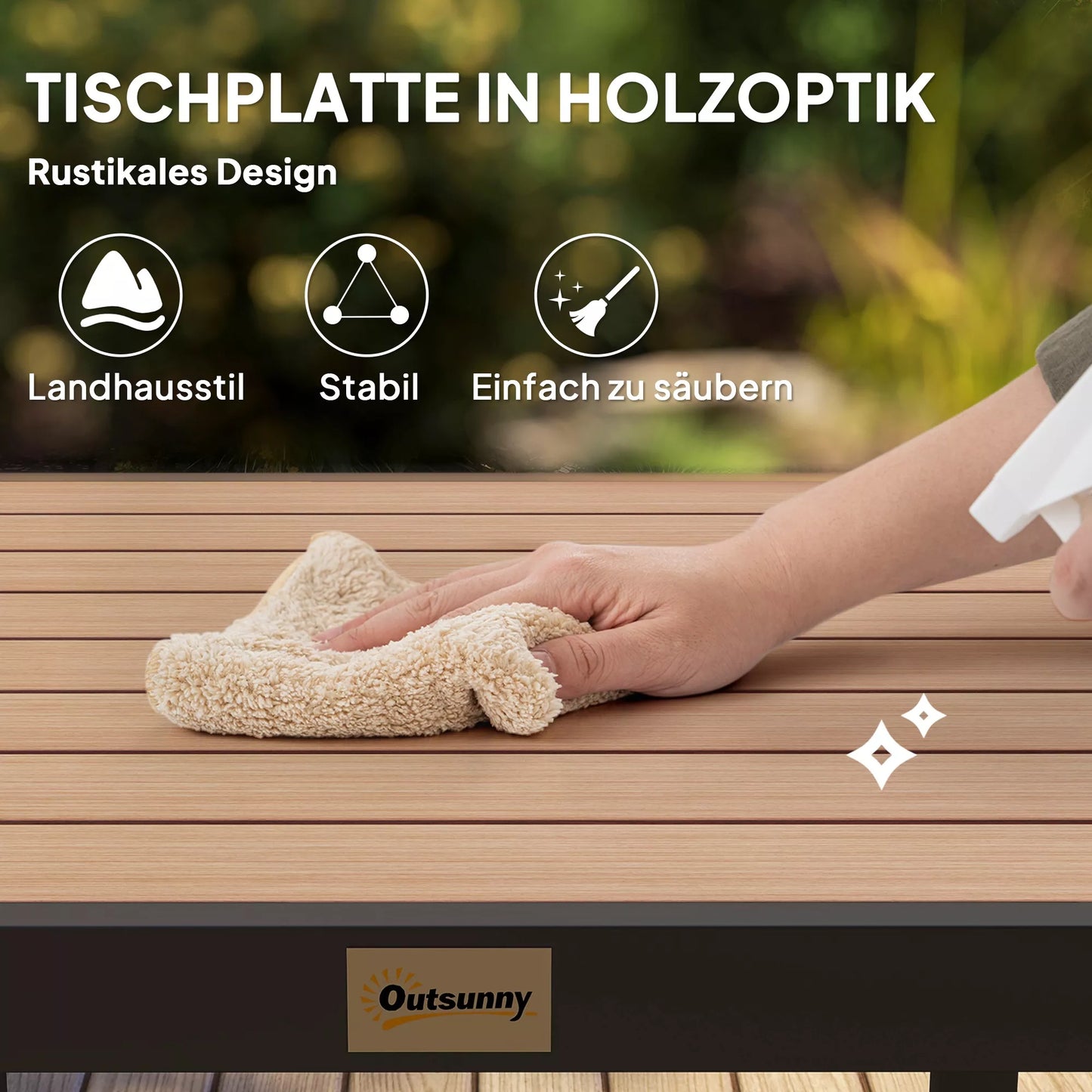 Sodo stalas iš plastiko 78 x 78 x 74 cm Atsparus atmosferos poveikiui aliuminio rėmas, bufetas Stalas 4 asmenims Balkono stalas Terasos stalas Lauko valgomojo stalas sodui, terasai, balkonui Juodas