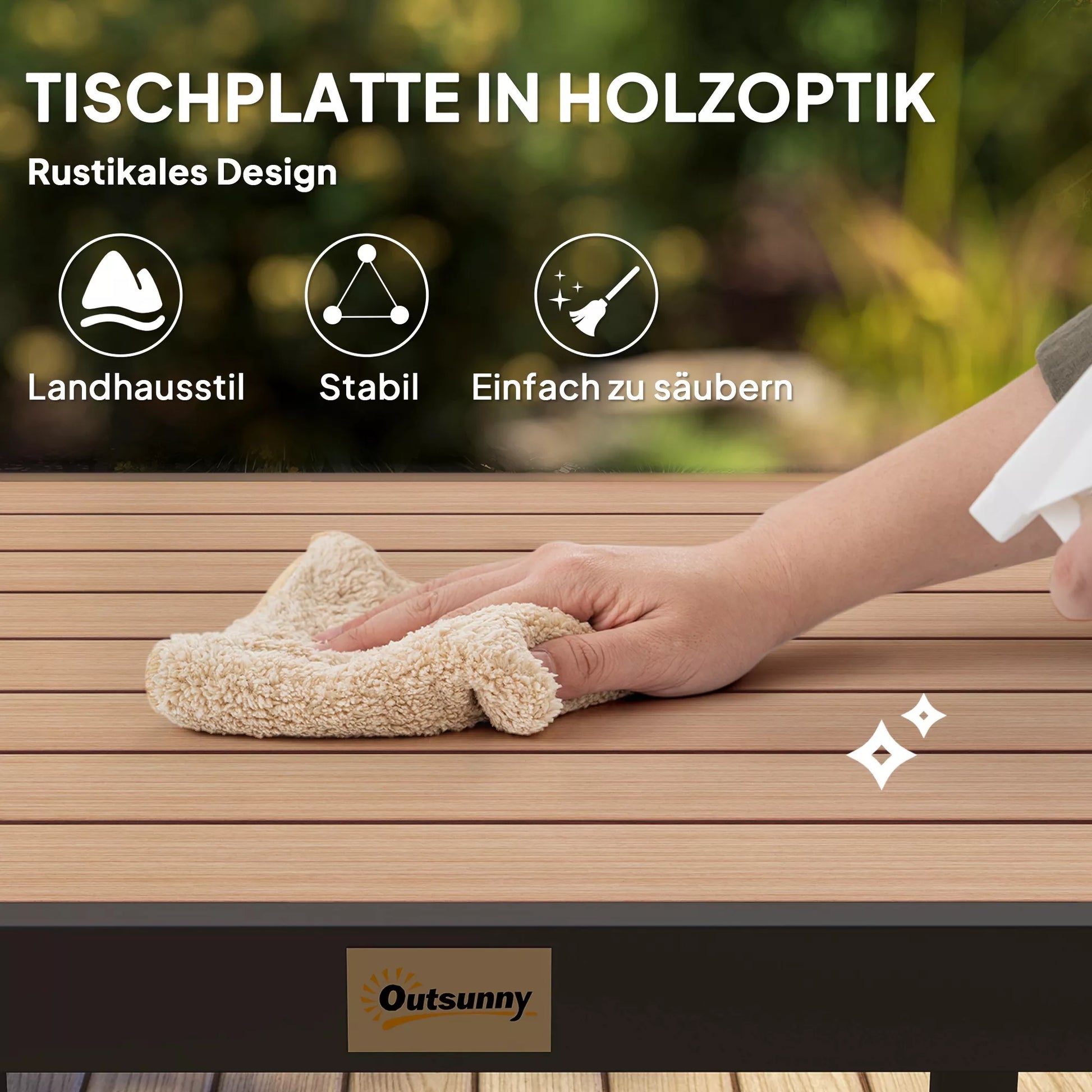 Sodo stalas iš plastiko 78 x 78 x 74 cm Atsparus atmosferos poveikiui aliuminio rėmas, bufetas Stalas 4 asmenims Balkono stalas Terasos stalas Lauko valgomojo stalas sodui, terasai, balkonui Juodas