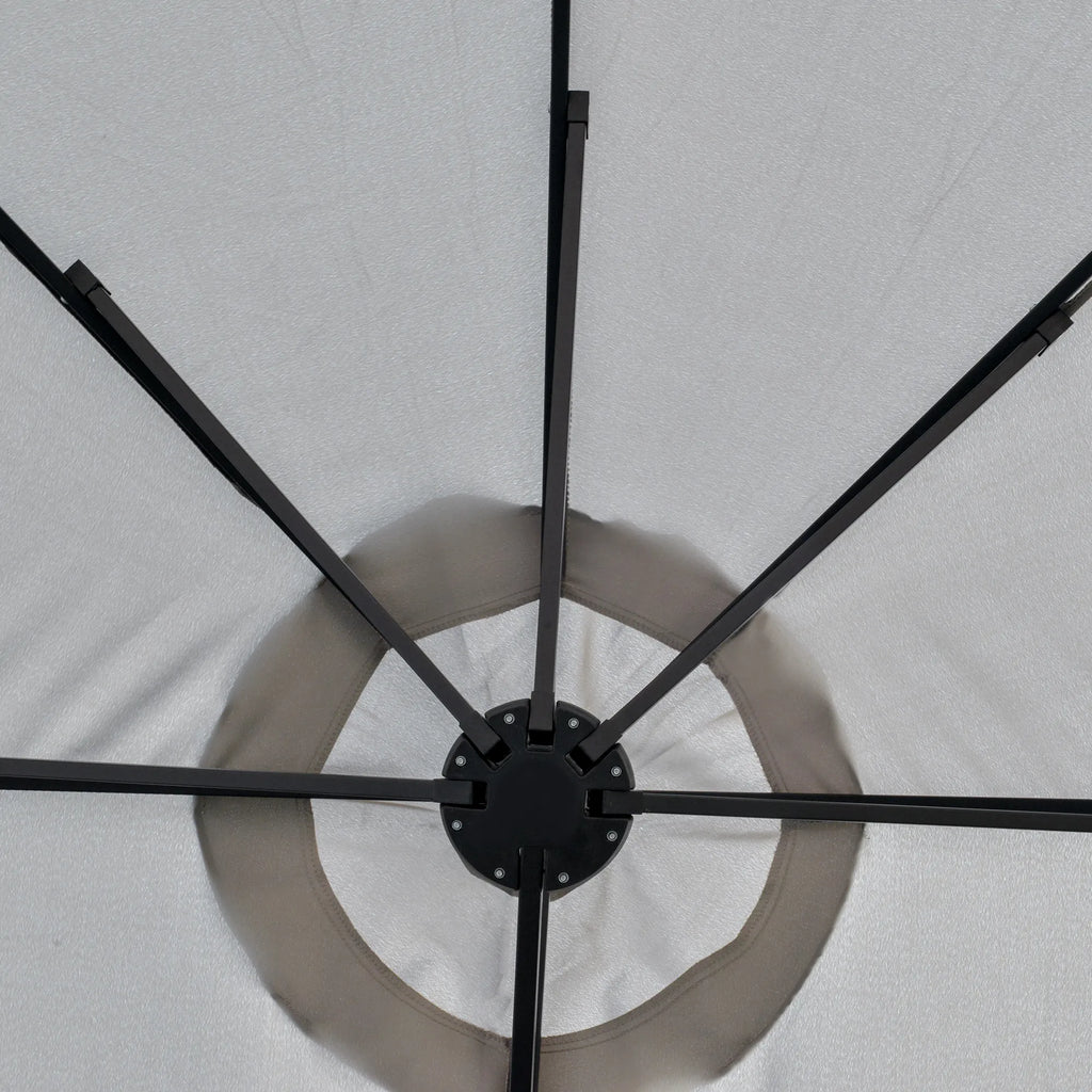 Skėtis su LED Solar 4,5 m Dvigubas skėtis Sodo skėtis Turgaus skėtis Terasos skėtis Ovalus Šviesiai pilkas + juodas