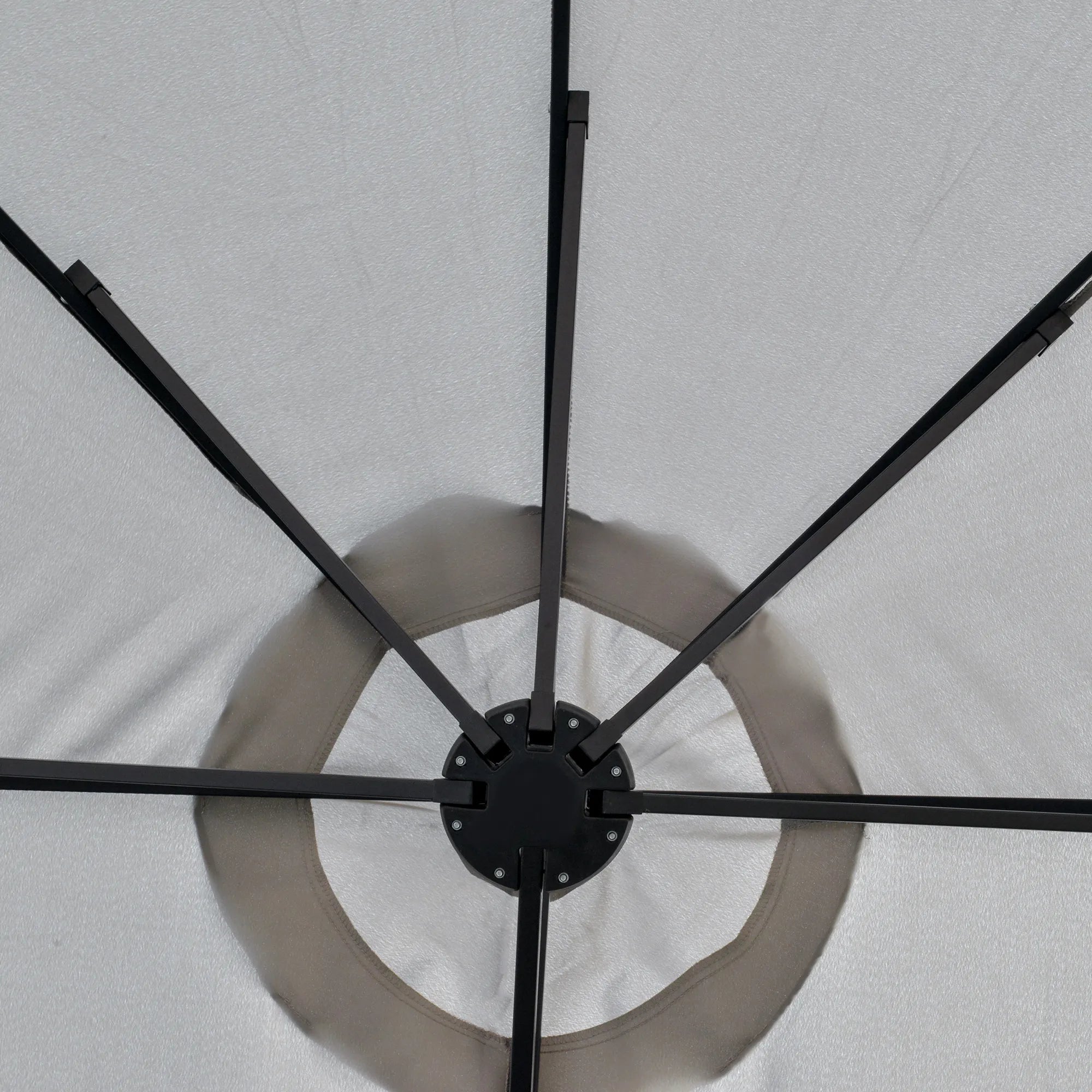 Skėtis su LED Solar 4,5 m Dvigubas skėtis Sodo skėtis Turgaus skėtis Terasos skėtis Ovalus Šviesiai pilkas + juodas