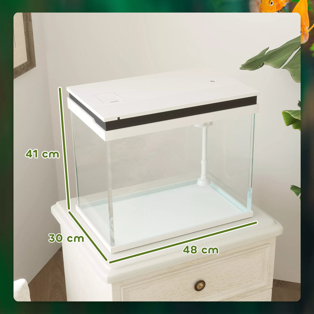 Akvariumas su filtrų sistema ir LED apšvietimu, 41 l, baltas