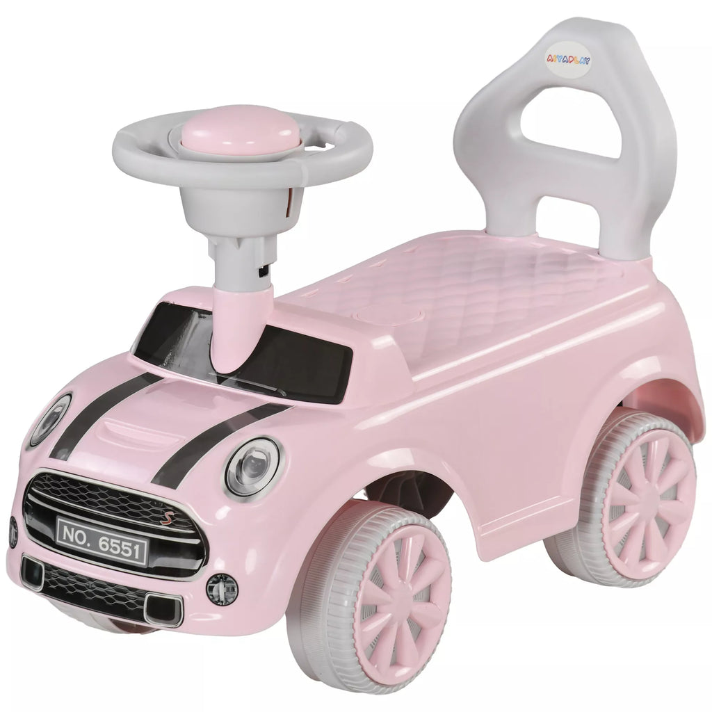 Rožinis vaikiškas stumiamasis automobilis