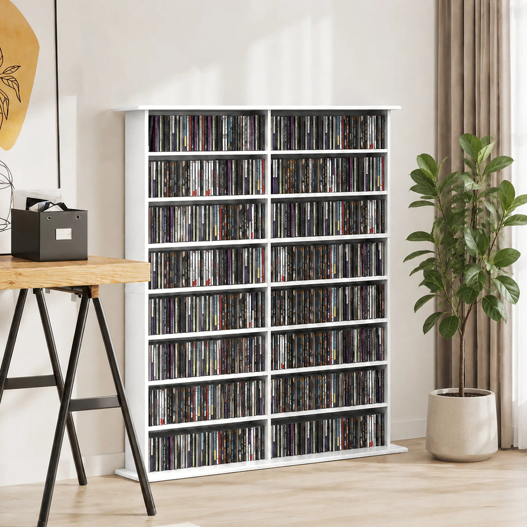 CD lentyna, 12 reguliuojamų lentynėlių, 16 skyrių, 720 CD, balta