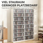 CD lentyna, 12 reguliuojamų lentynėlių, 16 skyrių, 720 CD, balta