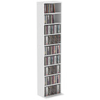 CD/DVD lentyna, 9 lygių, 6 reguliuojamos lentynos, 260 CD, balta