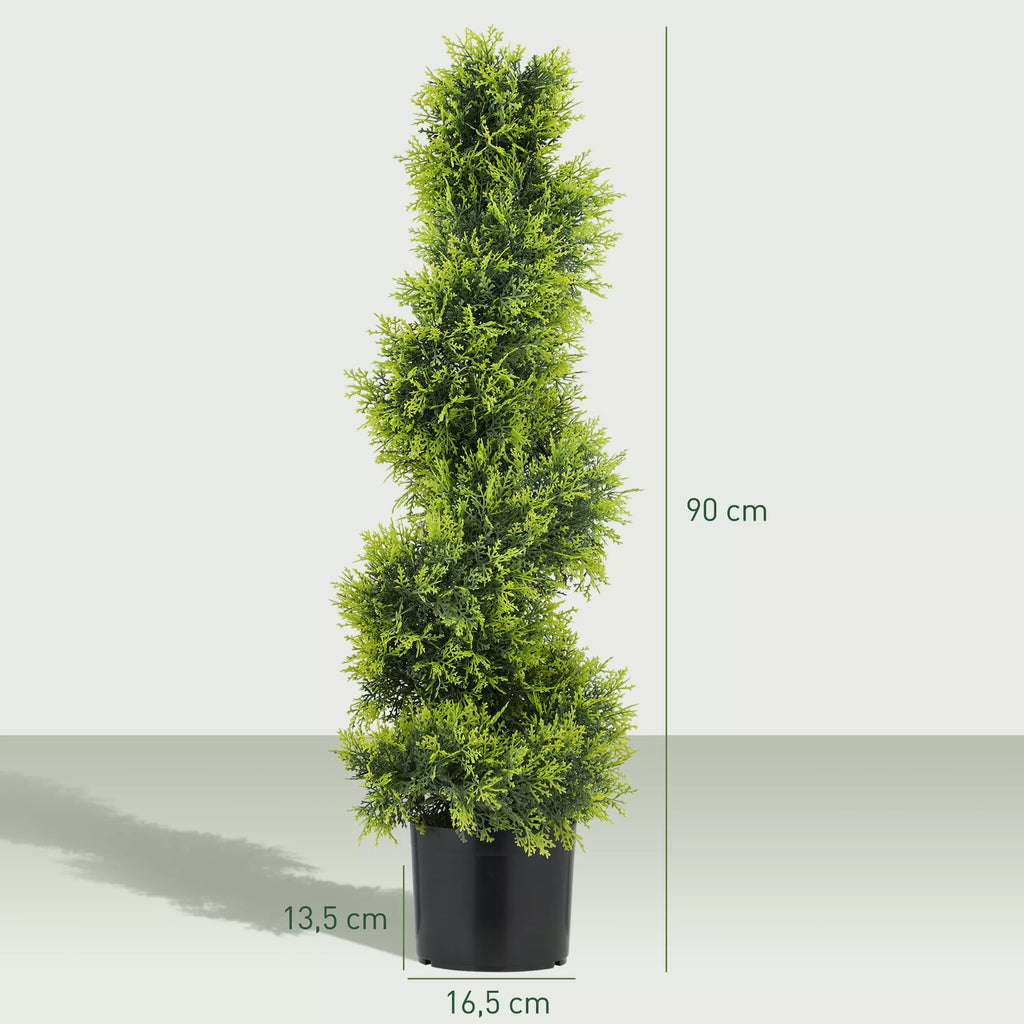 Dirbtinis kiparisas 90 cm Dirbtinis augalas spiralės formos, plastikinis Dirbtiniai augalai vazonuose, moderni dekoracija