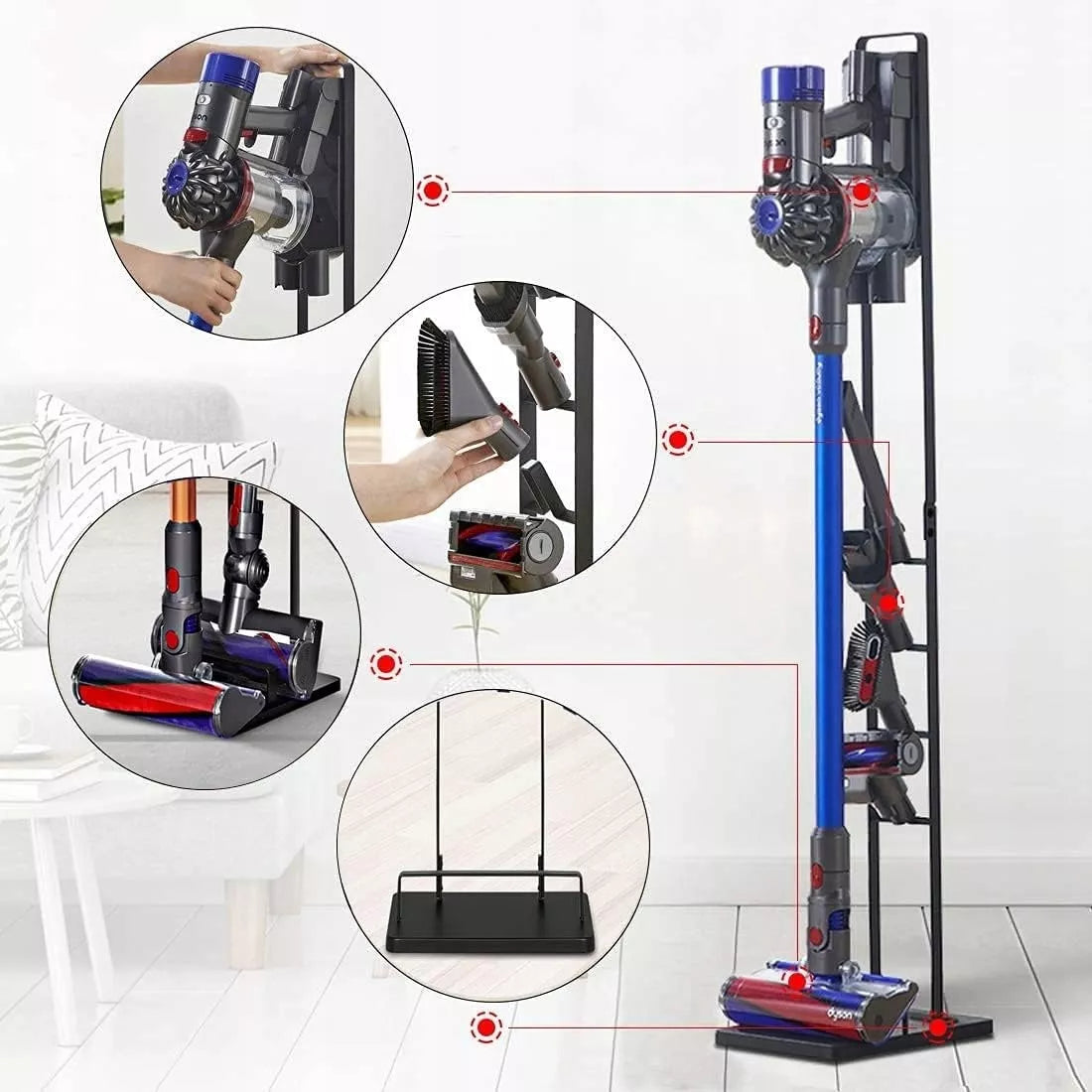 Stovas Dyson stovas dulkių siurbliui V7 V8 V10 V11 V12 V15 Gen5 – laikiklis su priedų laikikliais dulkių siurbliui V7 V8 V10 V11 V12 V15 Gen5 – laikiklis su priedų laikikliais