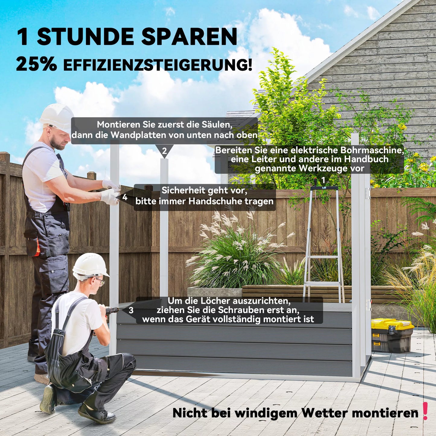 Metalo sodo namelis, cinkuotas plienas, užrakinamos durys, lengvas montavimas, 142 x 184 x 165/181 cm, pilkos spalvos