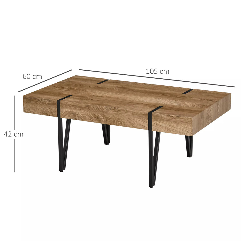 Pramoninio stiliaus kavos staliukas 105 cm x 60 cm x 42 cm Juodas + rudas