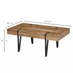 Kavos staliuko matmenų schema: 105 cm ilgis, 60 cm plotis, 42 cm aukštis