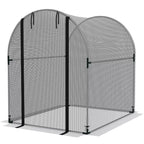 Apsauginis tinklas nuo paukščių su plieniniu rėmu, augalų apsaugos aptvaras su durelėmis, 1,2x1,5x1,5m, juodas/sidabrinis