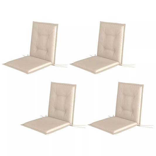 4 vnt. Sėdynių pagalvėlių rinkinys 108 x 50 x 5 cm Kėdės pagalvėlė su raišteliais, lauko ir vidaus naudojimui, smėlio spalvos