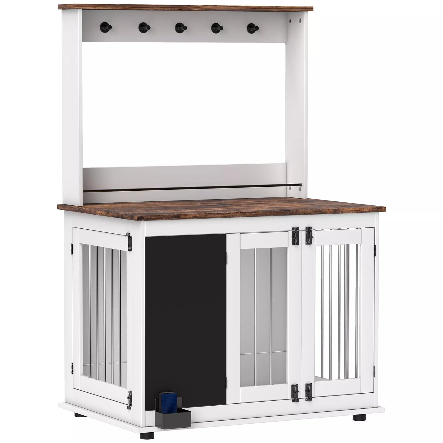 Šunų dėžė su laikymo lentyna žaislams, kabliai pavadėliams, rašomoji lenta, trintukas, dideliems šunims, balta