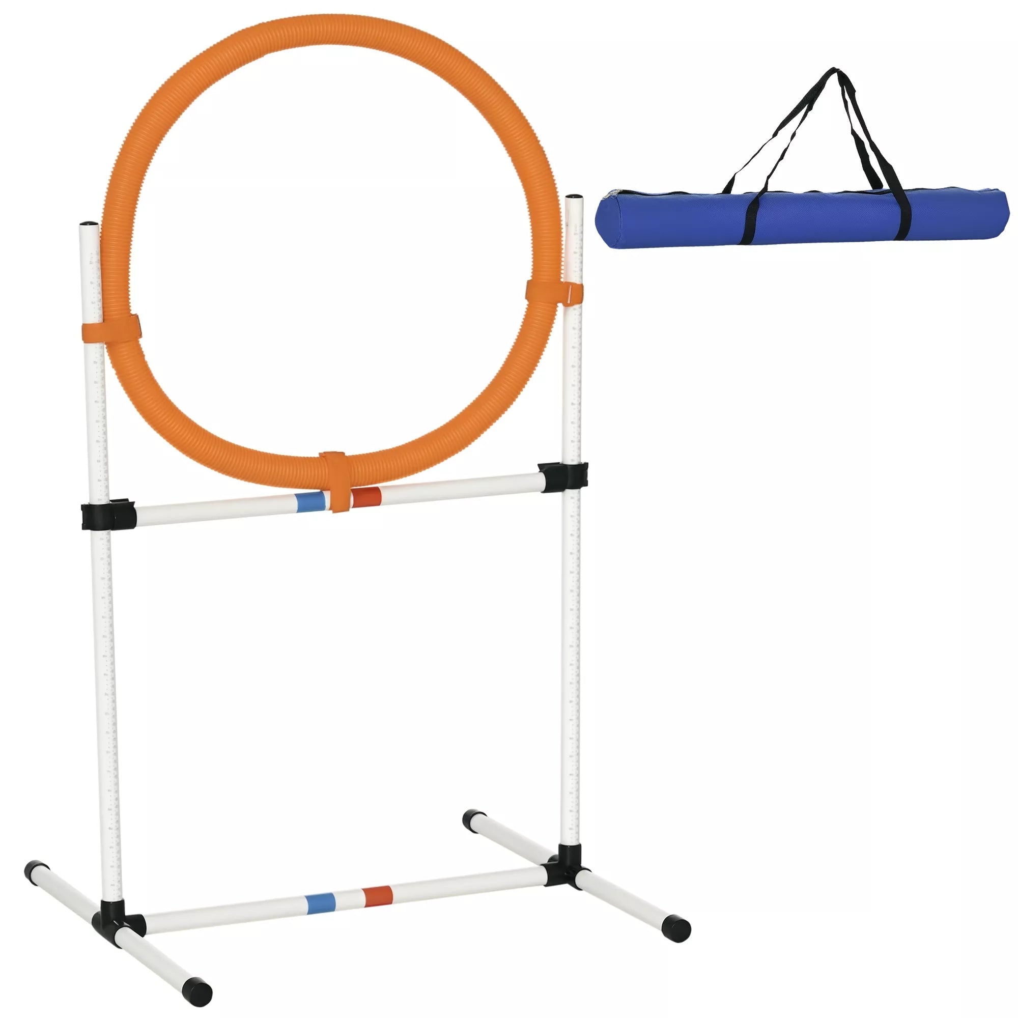 Šunų dresūros ir agility lankas, 2-in-1 šuolių kliūtis su krepšiu, 74,5x66x91 cm