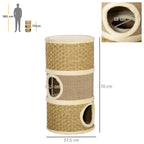 Schema su katės bokšto matmenimis: skersmuo 37,5 cm, aukštis 70 cm