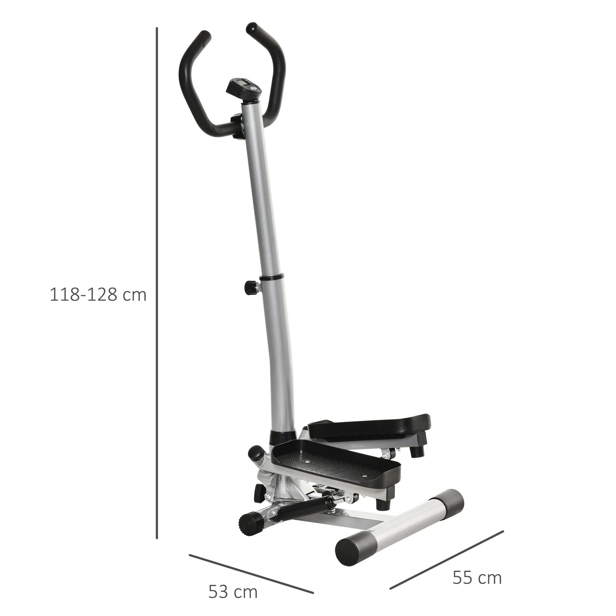 Stepper treniruoklis namams su LCD ekranu, reguliuojamu greičiu, metalo ABS 55 x 53 x 118-128 cm