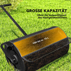 Kompostų barstytuvas 75L 61x40cm Trąšų barstytuvas Vejos sodas su T-rankena Tinklinis krepšys Metalas Juodas
