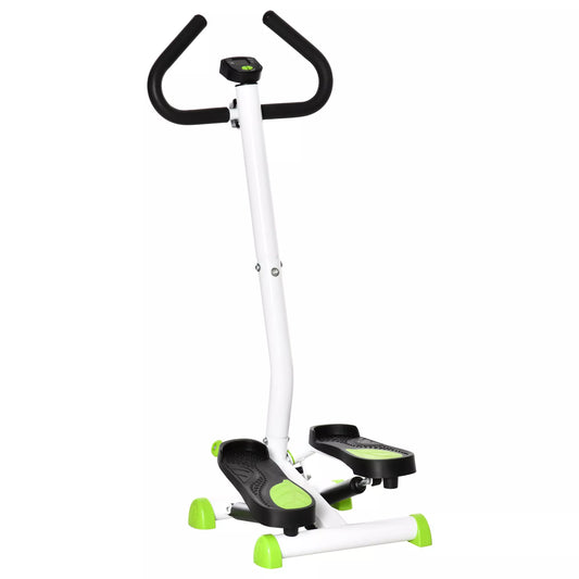 Fitness Stepperis treniruoklis, su LCD monitoriumi, neslystančiais pedalais, pagamintas iš plieno ir ABS, 55x44x108 cm, žalias+juodas