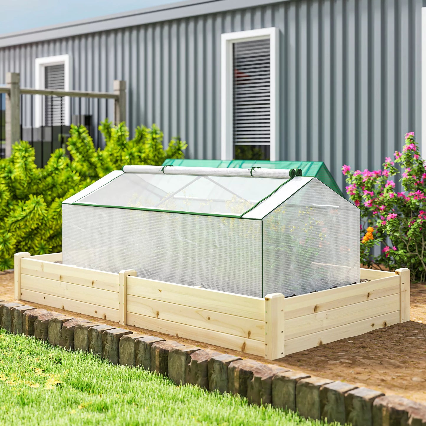 Šiltnamis su langais PE tinkleliu, atsparus žiemai Plėvelinis šiltnamis, šiltnamis 180 x 90 x 70 cm Balta