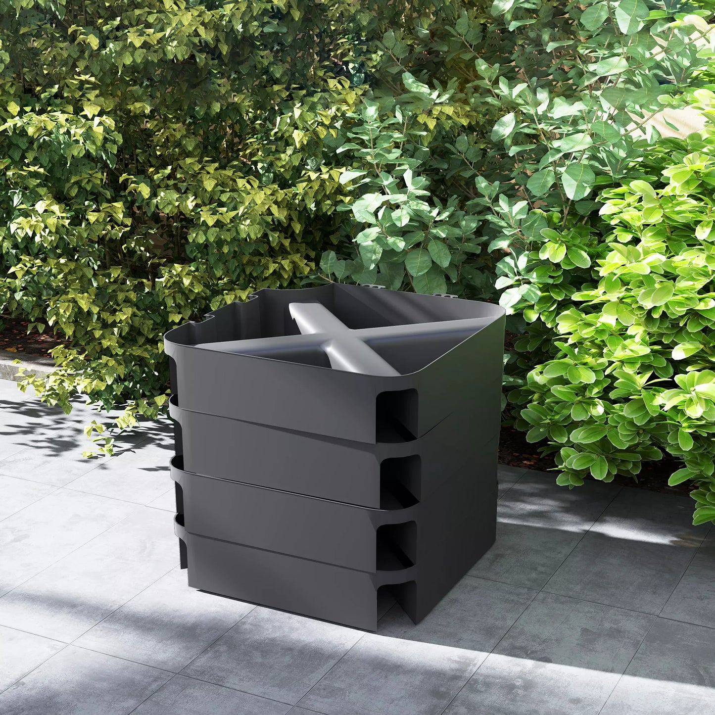 Pagrindo svoriai skėčių stovams, vandeniui atsparūs, užpildomi smėliu, plastikiniai, 89 cm x 89 cm x 10,5 cm, juodi