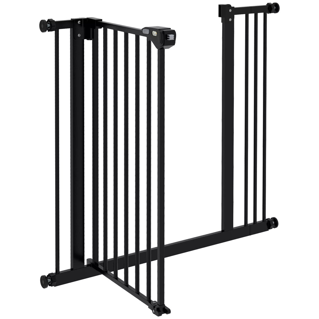 Durų apsauginės grotelės šunims, užtvaros, apsauginės grotelės naminiams gyvūnams, metalas, plastikas, 74–87 cm, juodos spalvos