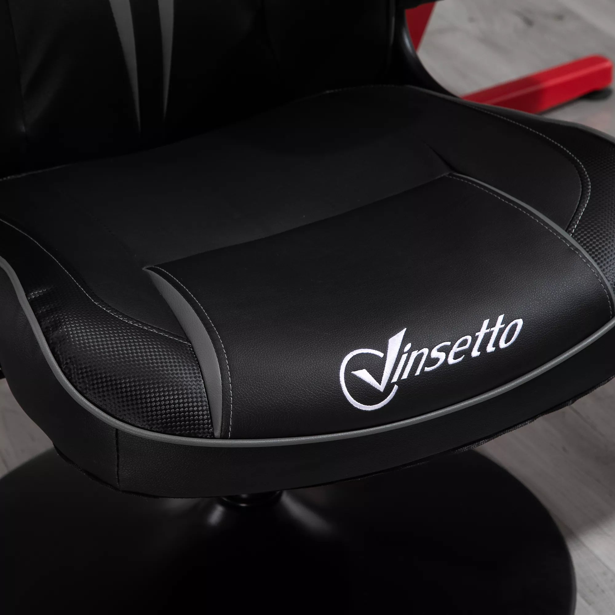 Ergonomiška žaidimų kėdė su galvos atrama ir aukščio reguliavimu, juoda+pilka