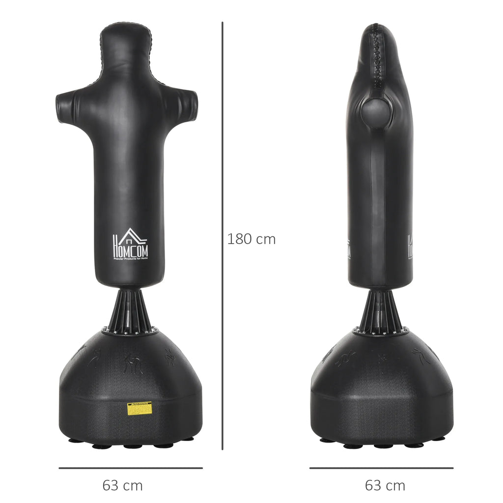 Pastatomas bokso maišas 180 cm su žmogaus formos imitacija, juodas