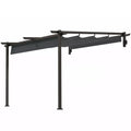 Pavilionas, 3 x 3 m Pergola, Vėjo nepraleidžiantis terasos stogas, Montavimas prie sienos, Reguliuojamas stogas, Skirtas sodui, terasai, Tamsiai pilkos spalvos