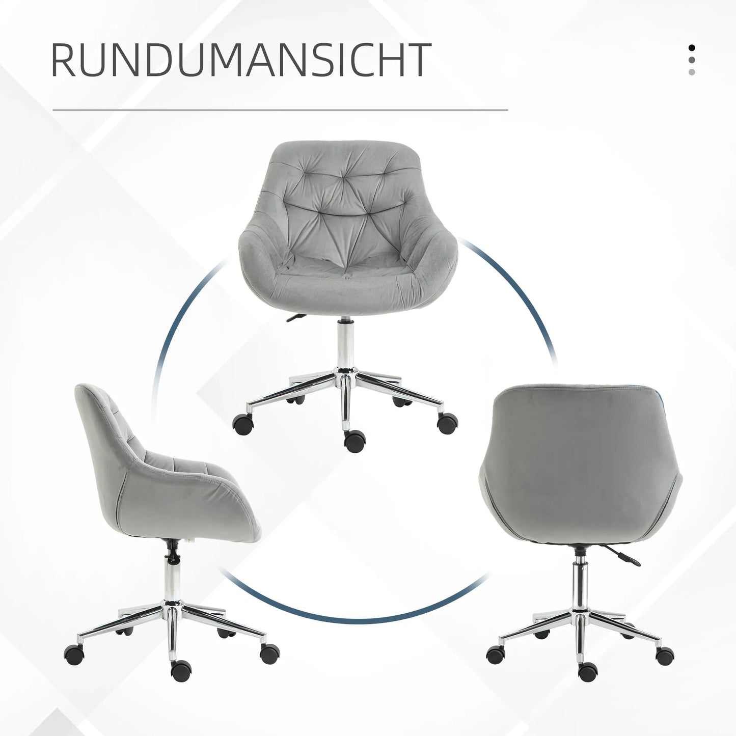 Biuro kėdė, vadovo kėdė, pasukama kėdė, kompiuterio kėdė su reguliuojamu sėdynės aukščiu, skirta jaunesniems naudotojams ir mažiesiems mokytis bei žaisti, poliesteris, putplastis, metalas, nailonas, pilka spalva, 59 x 58 x 80–90 cm